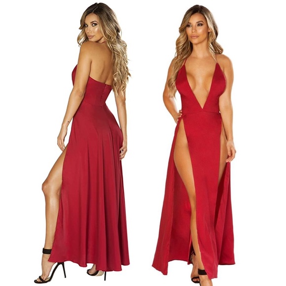 ROMA Satin Elegance Burgundy Dress - Picture 1 of 3